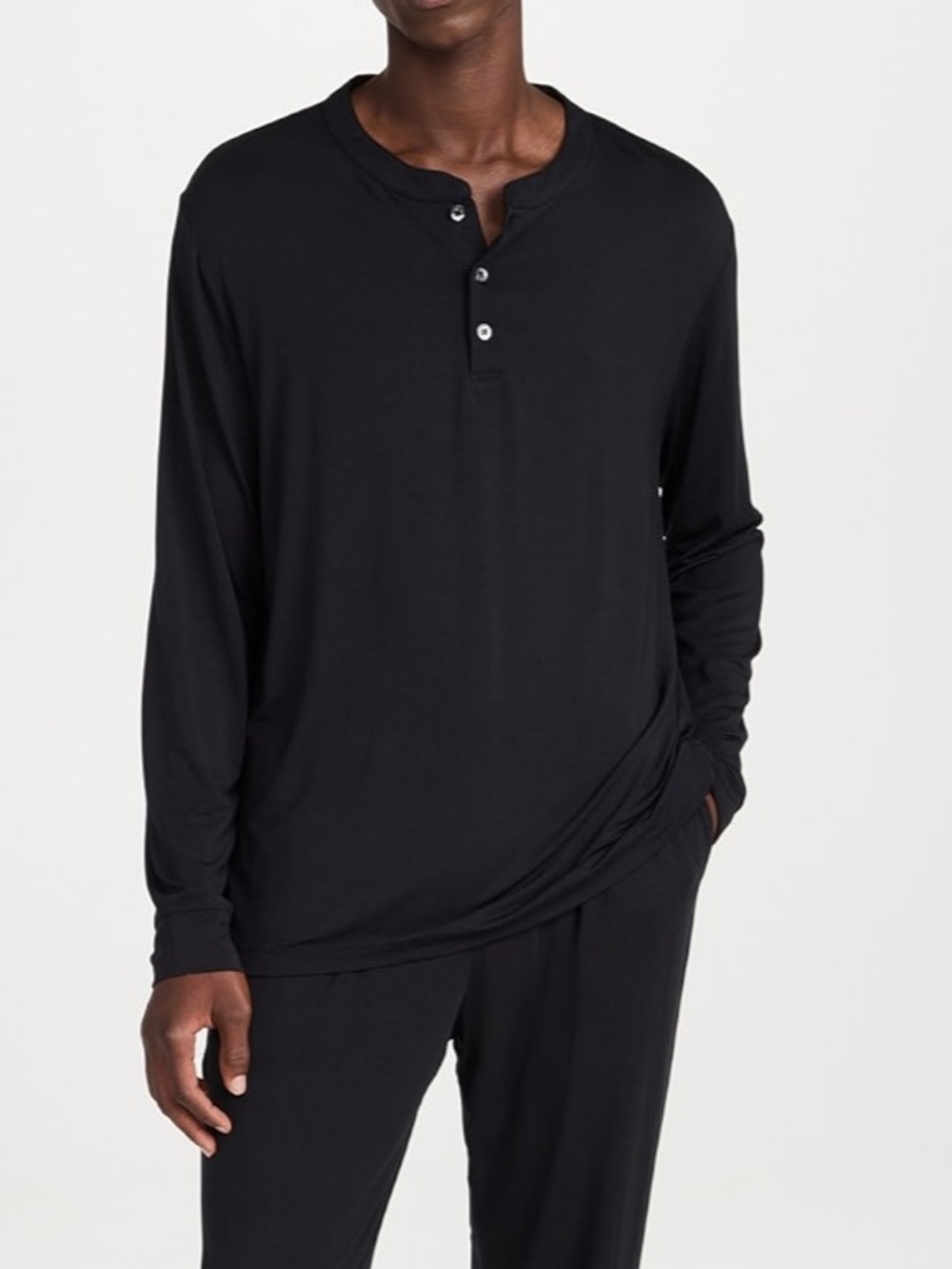 Eberjey Henry Modal Long Sleeve Black PJ Top XL Shirt
